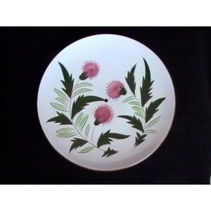 Stangl Pottery Pink Thistle Tidbit‎ Tray Platter Brown/Green (no handle)